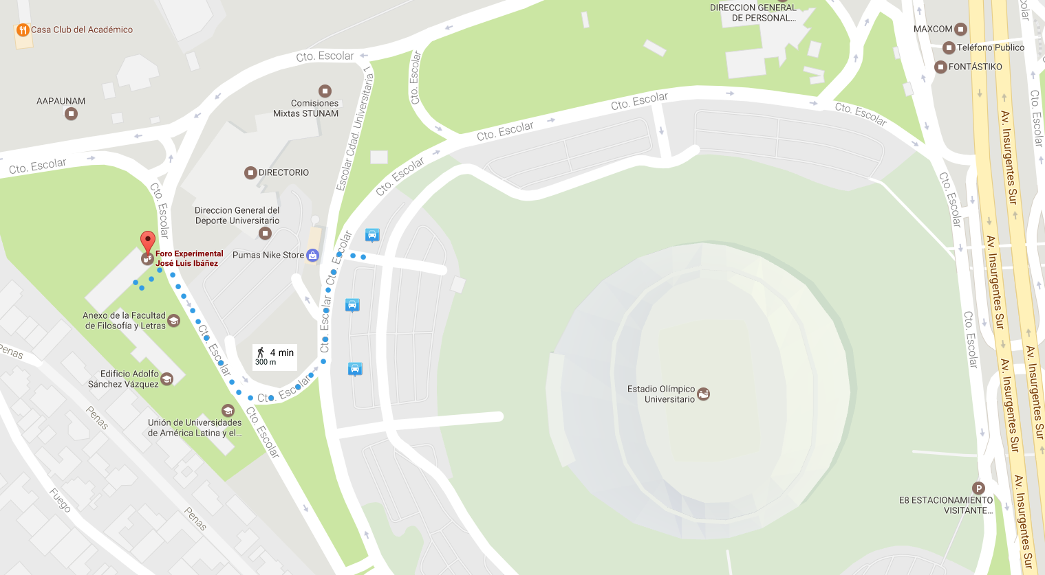 croquis del estacionamiento 3 del estadio olímpico al foro experimental 'José Luis Ibáñez'